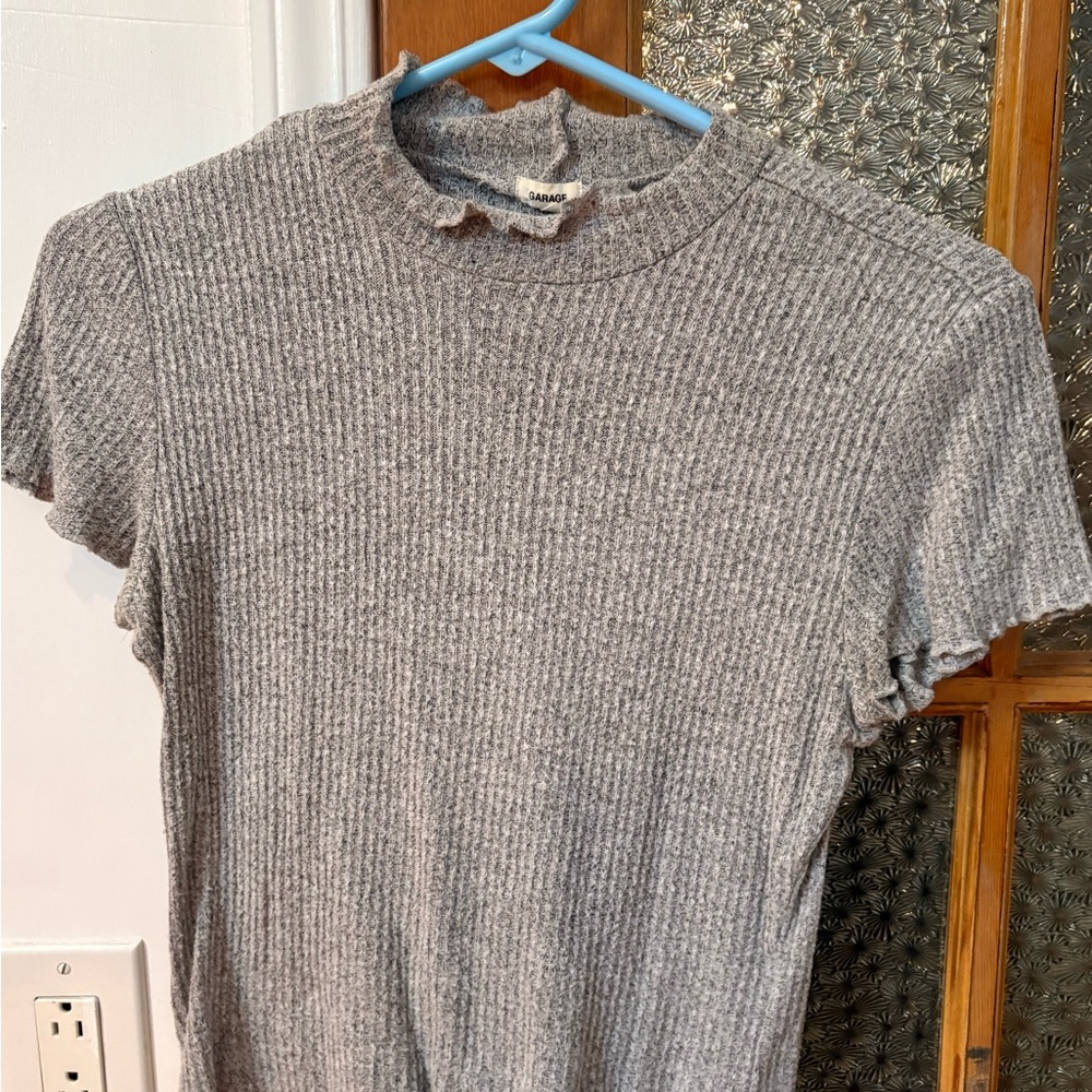 Garage Gray Ribbed Short Sleeve Tee